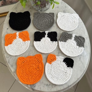 Crochet Cat Coaster Set