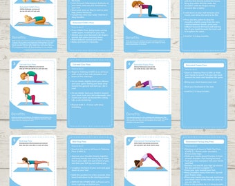 Kids and Adults Beginner Yoga Pose Flows and Educational Flashcards (Digital Download)