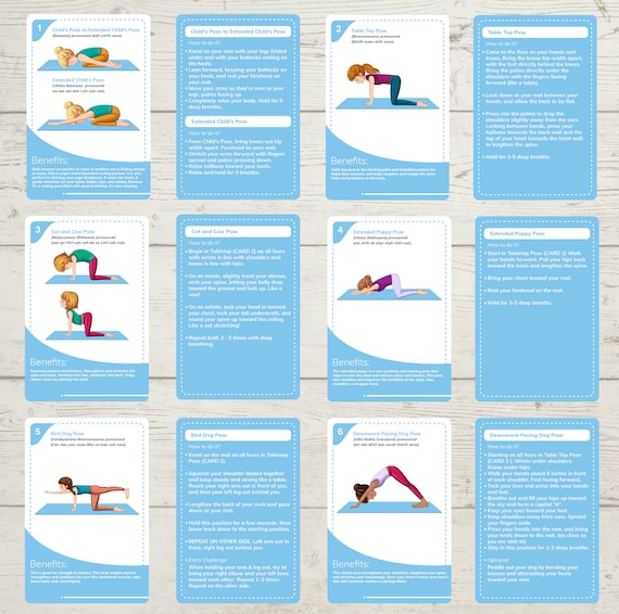 Kids and Adults Beginner Yoga Pose Flows and Educational Flashcards (Digital Download)