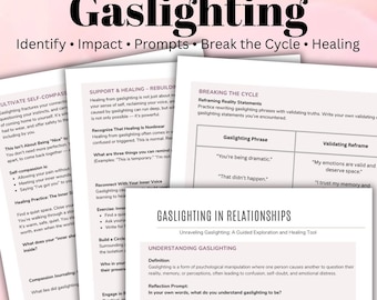 Gaslighting Recovery Worksheet Self-Trust Healing Prompts Boundaries Inner Voice Work Trauma-Informed