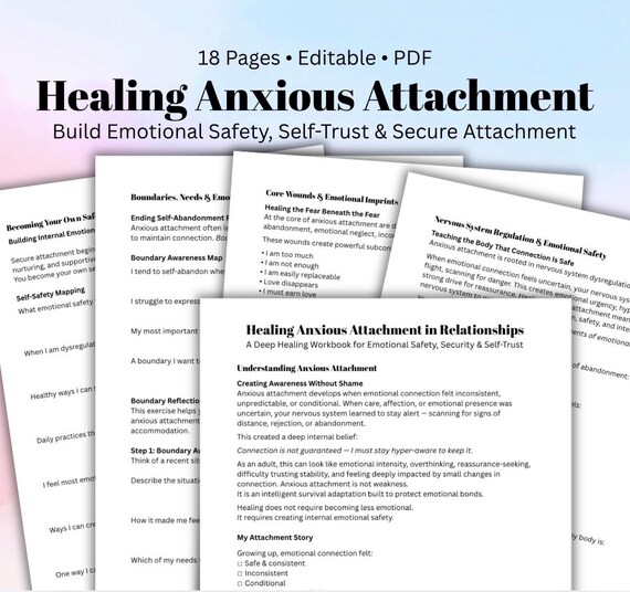 Heal Anxious Attachment Workbook Attachment Style Healing Nervous System Regulation Therapy Worksheets Emotional Safety