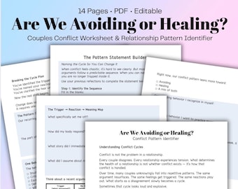 Vermeiden wir oder heilen wir? Paare Konflikt Arbeitsblatt & Beziehung Muster PDF Therapie Printable