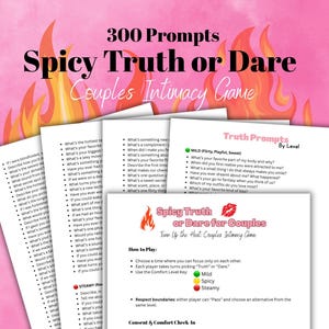 Truth or Dare Couples Edition 300 Spicy Prompts Date Night Intimacy Game Flirty Sexy Romantic Printables Bedroom Intimacy Game