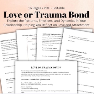 Love vs Trauma Bond Worksheet  Relationship Self-Reflection, Attachment Style & Emotional Awareness PDF Relationship Patterns