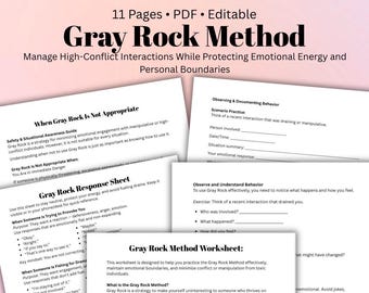 Gray Rock Methode Arbeitsblatt PDF: Konfliktreiche Kommunikation, Grenzen (digitaler Download)