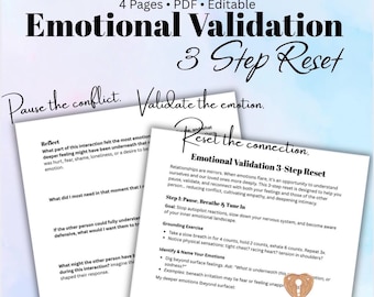 Arbeitsblatt zur emotionalen Bestätigung 3 Schritt Beziehungs-Reset Paare Therapie Kommunikation Arbeitsblatt Konfliktlösungstherapie Printable