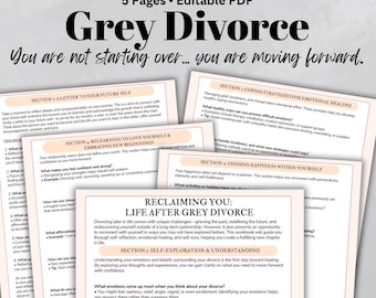 Grey Divorce Healing Workbook: Self-Discovery Journal (Digital Download)