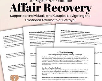 Affären-Wiederherstellung, Untreue Unterstützung PDF Infidelity Healing Workbook für Paare und Einzelne Verrat Traumatherapie Journal Prompts