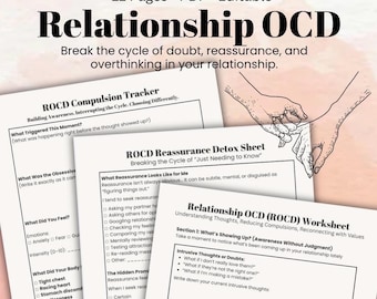 Beziehung OCD Arbeitsblätter Bundle Zwang Tracker, Beruhigung Detox Beziehung Werkzeuge Angst ROCD Hilfe