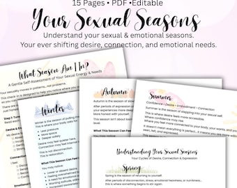 4 sexuelle emotionale Jahreszeiten Arbeitsblatt Wunsch Zyklus & Intimität Muster Therapie Printable Selbstfindung Beziehungswachstum