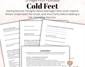 Cold Feet Marriage Worksheet Second Thoughts About Marriage Pre Marriage Anxiety & Relationship Doubts Engaged Couple Reflection