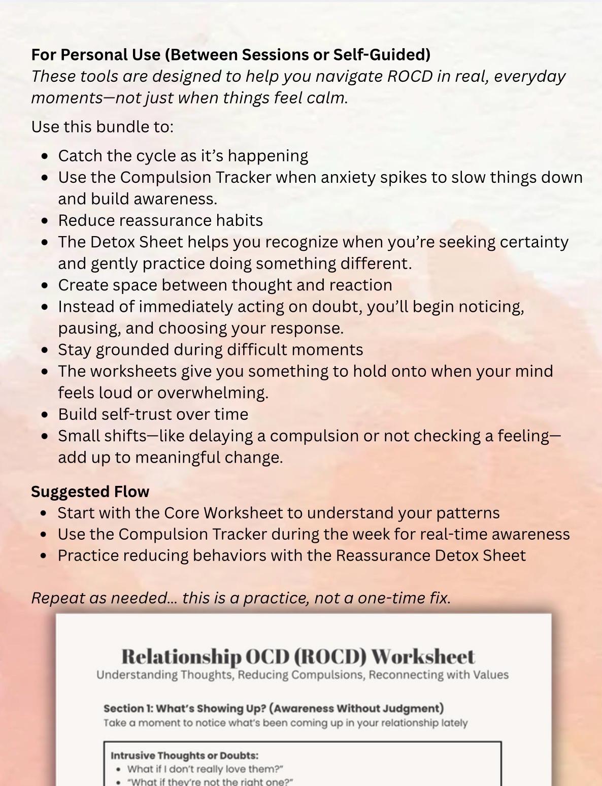 Relationship OCD Worksheets Bundle Compulsion Tracker, Reassurance ...