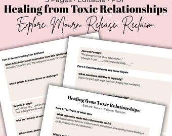 Toxic Beziehungs-Wiederherstellungs-Arbeitsbuch Geführtes Journal für emotionale Heilungsgrenzen Selbstwertgefühl