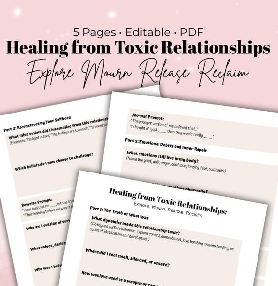 Toxic Relationship Recovery Workbook Guided Journal for Emotional Healing Boundaries  Self-Worth