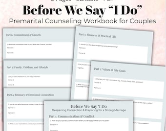 Couples Workbook for Premarital Counseling Printable Marriage Prep Guide Relationship Communication  Digital Engagement Worksheets