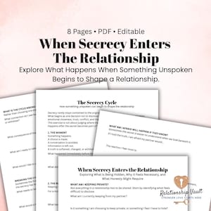 Hoja de trabajo sobre el secreto en las relaciones. Hoja de trabajo para terapia de pareja sobre el secreto. Terapia de confianza y comunicación (PDF).