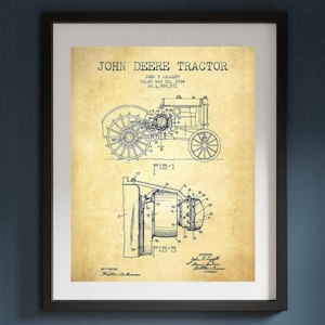 Patent na traktor John Deere z 1934 r., wydruk artystyczny: dekoracja ścienna w stylu vintage (do pobrania w wersji cyfrowej) #BC108