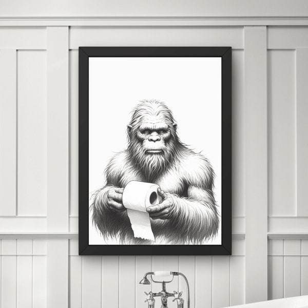 Arte de baño de Pie Grande: Impresión divertida de papel higiénico de Pie Grande (descarga digital) #BW61