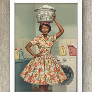 1950s Laundry Day Art: Afrocentric Housewife Print (Digital Download) #BC102