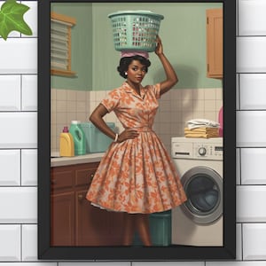 1950s Laundry Day Art: Afrocentric Housewife Print (Digital Download) #BC2