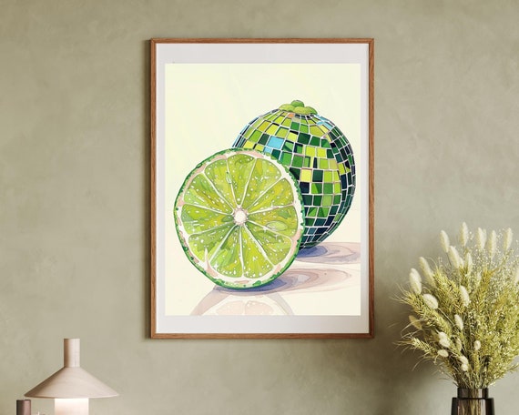 Disco Lime Art Print: Glam Kitchen Wall Decor, Lime Print, Kitchen