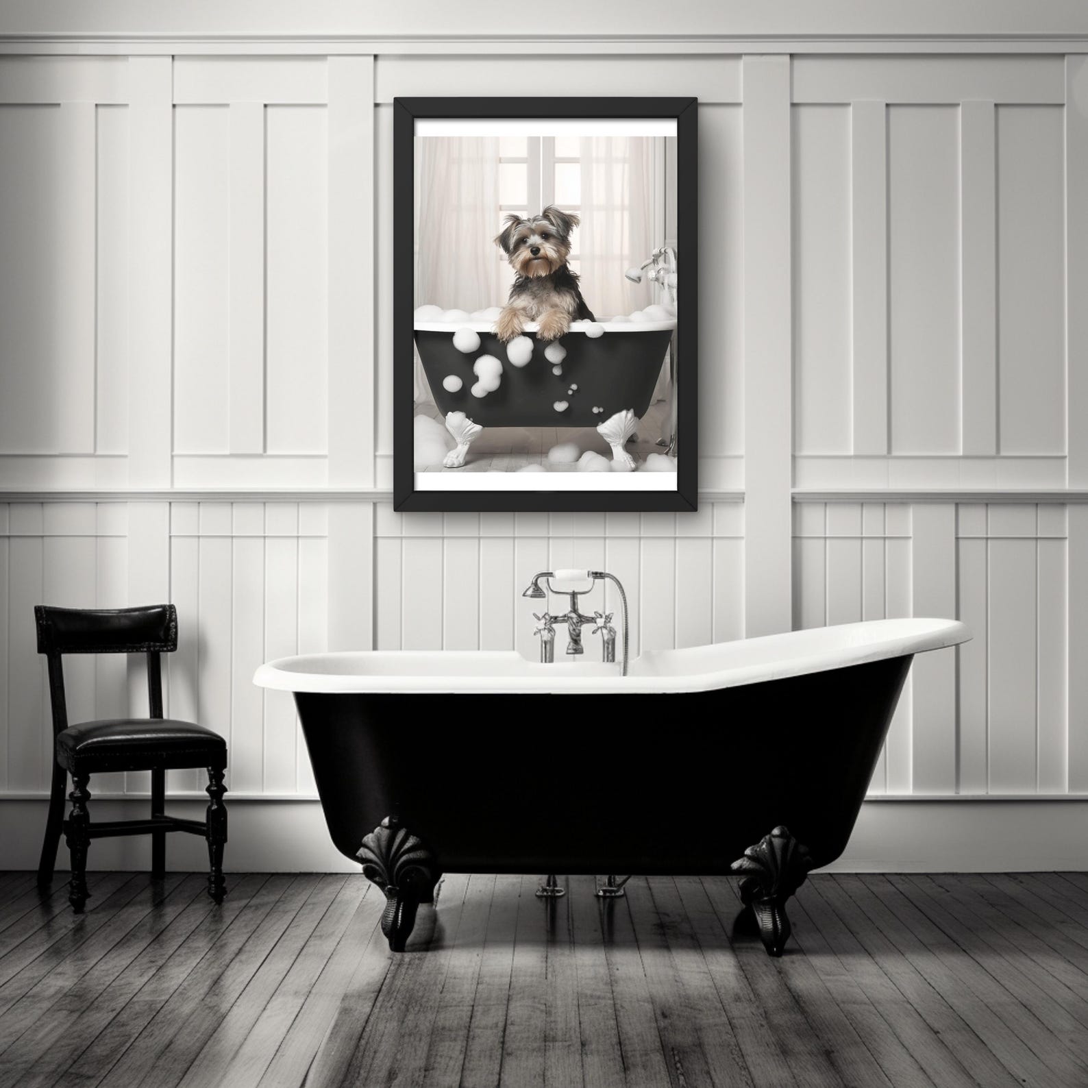 Yorkshire Terrier Dog Bathroom Wall Art Minimalist Home Decor With Cute ...