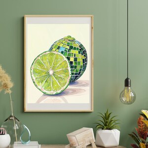 Disco Lime Art Print: Glam Kitchen Wall Decor, Lime Print, Kitchen ...