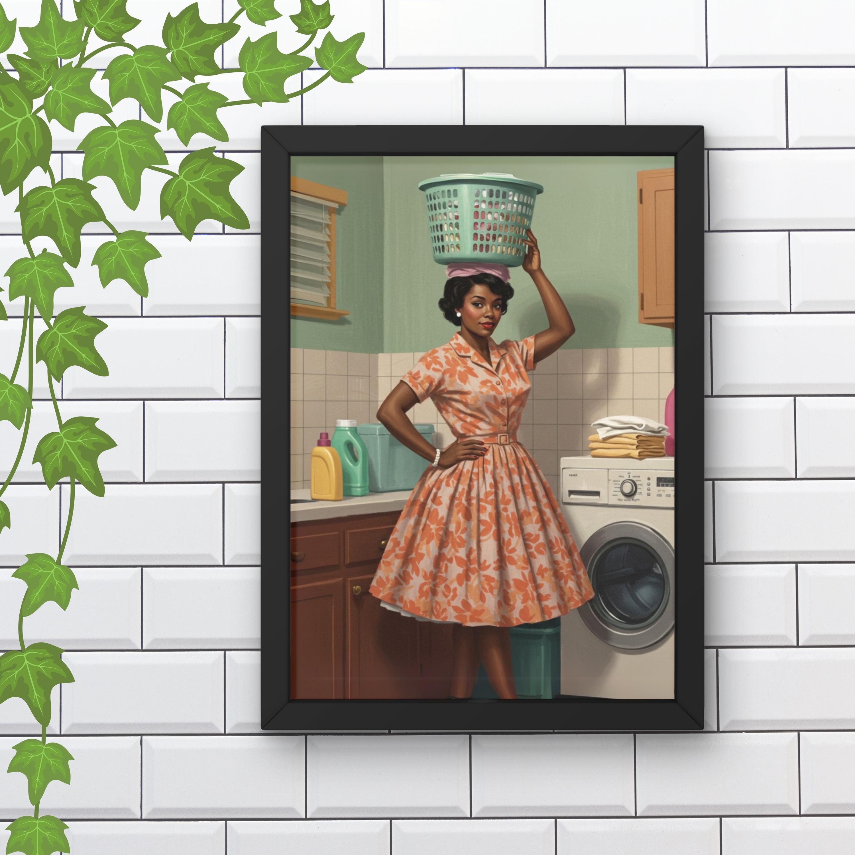 1950s Laundry Day Art: Afrocentric Housewife Print (digital