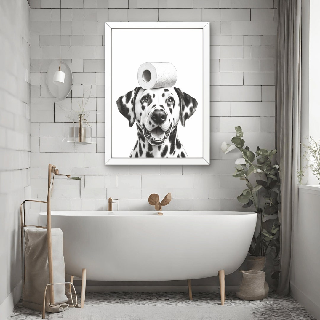 Dalmatian Dog Bathroom Wall Art, Decor Bathroom Art for Kids, Minimalist Print Dalmatian Dog ...