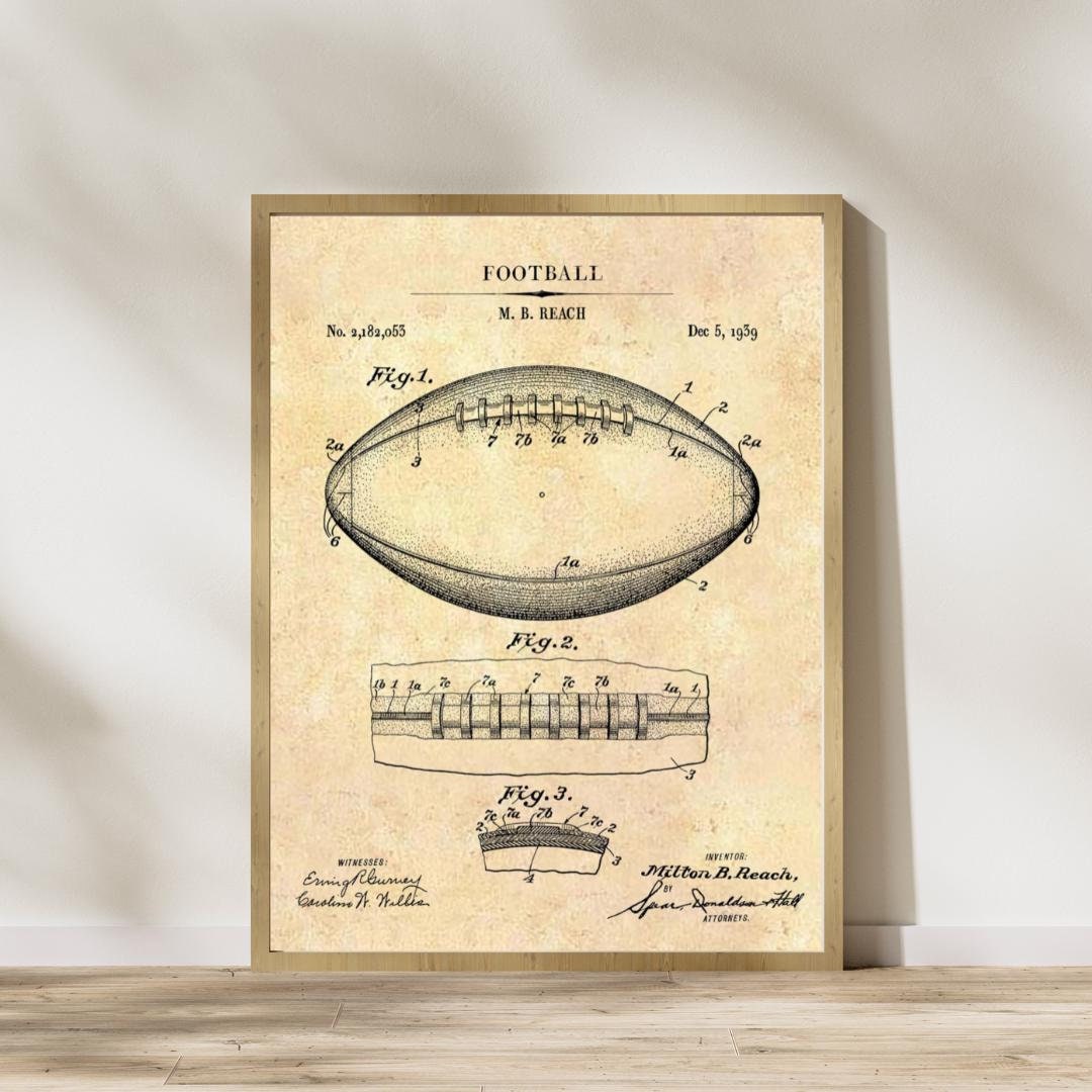 1939 Football Patent Print, Patent Art Print Patent Poster