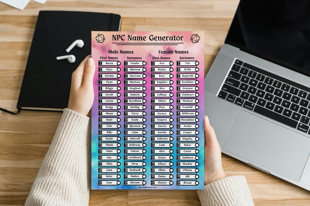 Dnd NPC Name Generator Dnd Dm Reference Sheet Dnd Dm Tools Dnd Dm ...