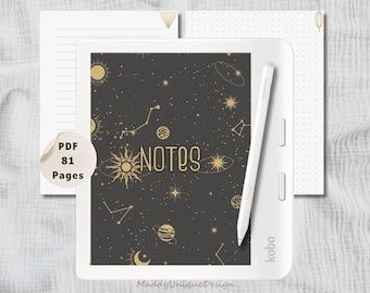 Himmlisches Digitales Notizbuch für Kobo Libra Farbe: Punkteraster & liniertes Journal Notizen machen (PDF Sofort-Download)