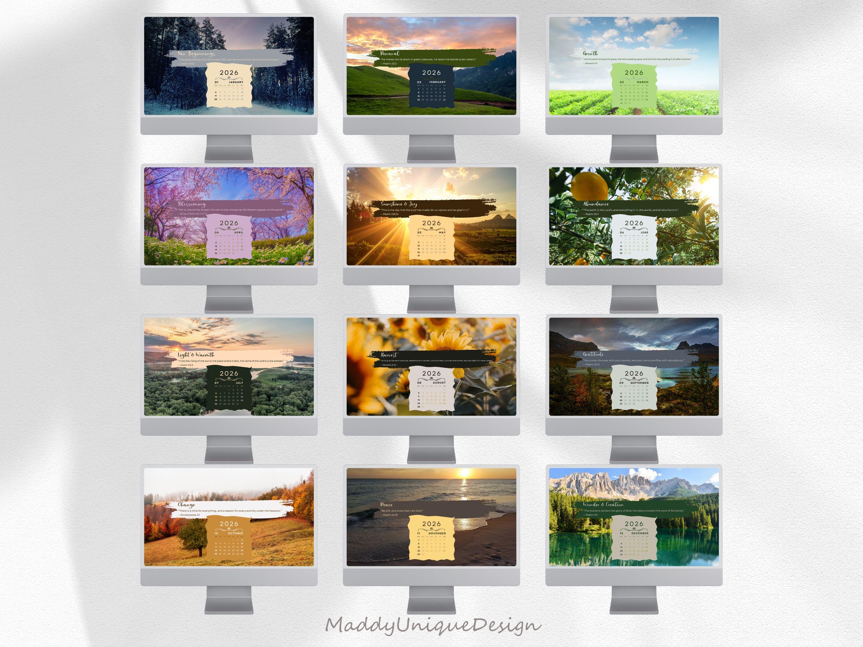 2026 Bible Verse Calendar Wallpaper for Desktop & Laptop: Aesthetic ...