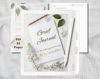 Mother Grief Journal with Guided Prompts for Kobo: Notebook for Loss of Mom (PDF Instant Download)
