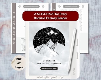 Crosswords and Word Searches for Kobo: High Fantasy Word Puzzle Book - Under the Mountain of Words (PDF Instant Download)