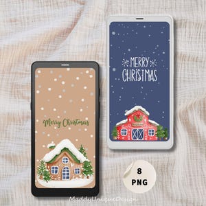 Christmas Screensavers for Boox Palma 2 Pro, Cozy Cottage Winter Wallpapers, Onyx Boox Lockscreens (PNG Instant Download)