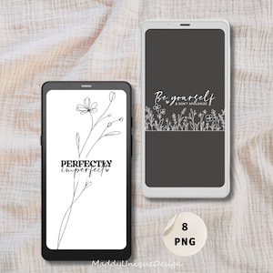 Boox Palma Wallpapers, Floral Vibes mit Zitaten, Palma Sperrbildschirm, minimalistisch schwarz und weiß, eReader Bildschirmschoner (PNG Digital Download)