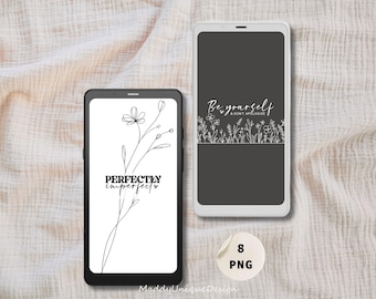 Boox Palma Wallpapers, Floral Vibes with Quotes, Palma Lockscreens, Minimalist Black and White, eReader screensaver (PNG Digital Download)