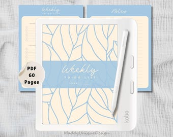 Weekly To-Do List for Kobo Libra Colour, Digital Undated Planner, Week Agenda Journal Organizer (PDF Instant Download)