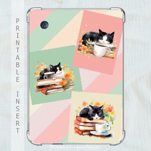 Kobo Insert, Kobo Libra Colour, Kobo Clara Colour, Kobo Clara BW, Cat Lover Bookish Gift, Printable Case Aesthetic Pastel Stripes Back Cover