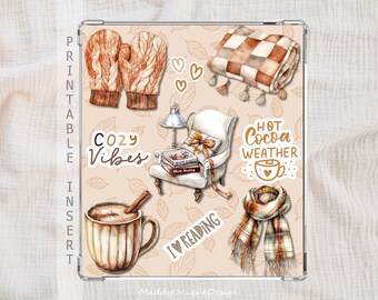 Boox Case Insert for Go Color 7 series, Go 7 BW, Page: Cozy Bookish Boox Back Cover (Printable PDF Instant Download)