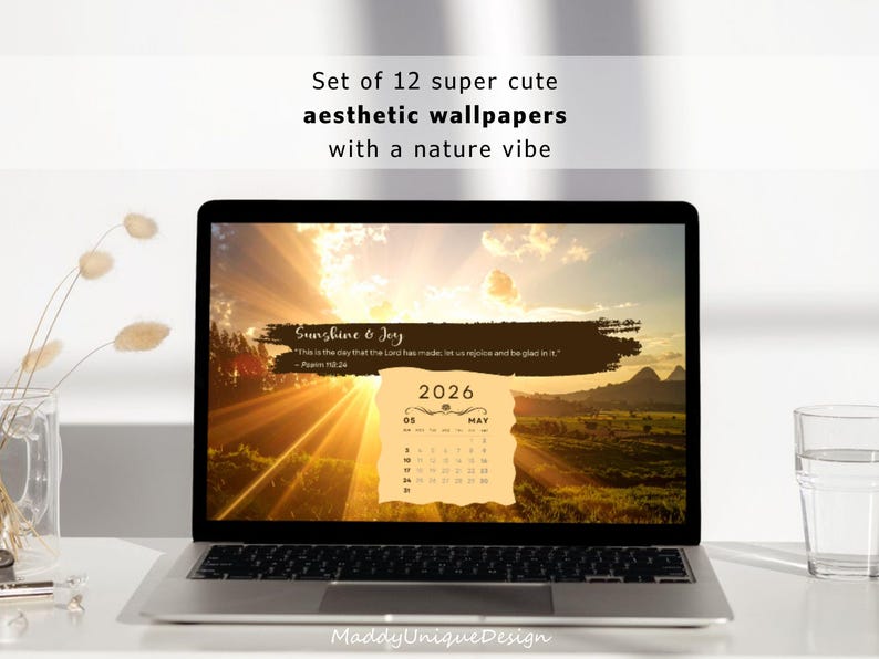2026 Bible Verse Calendar Wallpaper for Desktop & Laptop: Aesthetic ...