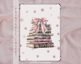 Kindle Case Insert for ColorSoft Scribe Paperwhite Basic, Coquette Pink Bow Stars, Girly Bookish Back Cover (Printable PDF)