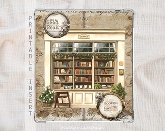 Boox Case Insert for Go Color 7 series, Go 7 BW, Page: Cozy Bookshelf Bookish Back Cover (Printable PDF Instant Download)