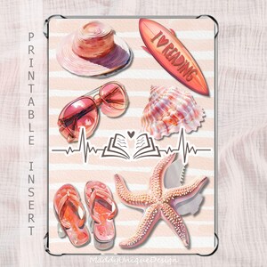 Kindle Insert for Clear Case Printable, ColorSoft Paperwhite Basic, Summer Coral Stripes Bookish Gift Kindle Decor, Digital PDF print ready