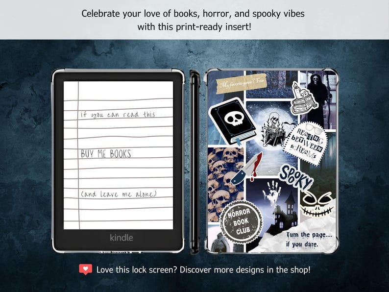 Horror Kindle Case Insert for Colorsoft Paperwhite Basic Scribe, Terror ...