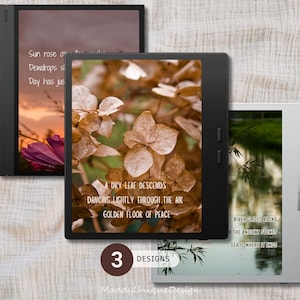 Wallpapers voor BOOX Go Color 7 en BOOX Note Air, lockscreens met bloemen, haiku-gedicht natuurscreensavers (directe png-download)