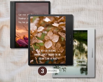 Wallpapers for BOOX Go Color 7 & BOOX Note Air, Floral Lockscreens, Haiku Poem Nature Screensavers (PNG Instant Download)
