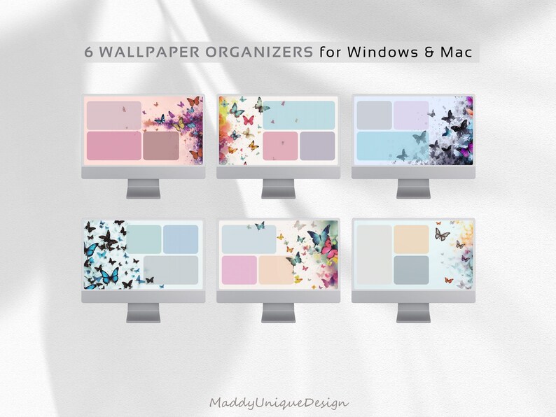 Butterfly Desktop Organizer Wallpaper Set for Computer and Laptop ...