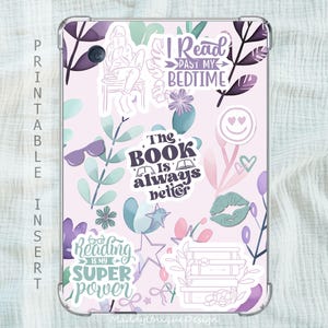 Kobo Case Insert, Kobo Libra Colour, Kobo Clara Colour, Kobo Clara BW, Botanical Bookish Gift, Printable Aesthetic Pastel Green Lilac Cover
